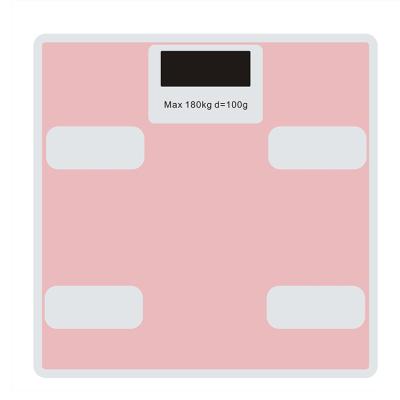 China Tempered Glass +Aluminum+ABS Plastic Electronic Digital Scale Body Fat BMI Scale BMI Bathroom Scale Pink for sale