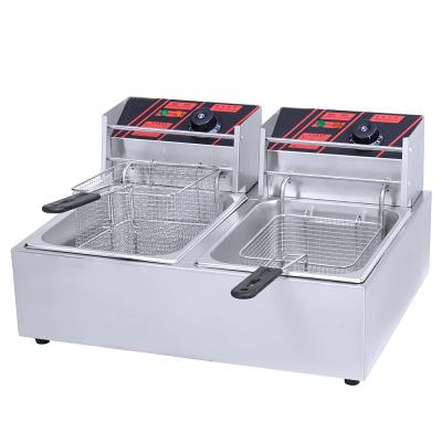 China Fast Temperature Double 6L Electric Rising Basket Deep Fryer Commercial Chicken Chips Fryers for sale