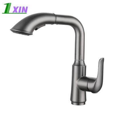 China Pull Out SUS304 Stainless Steel Pull Down 360 Rotation Water Faucet Single Handle Sink Dark Gray Creative Design Pull Out Kitchen Faucet for sale