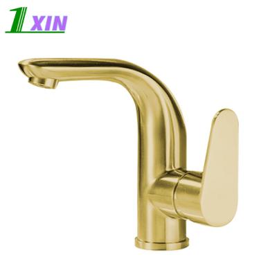 China Other Top Selling SUS304 Stainless Steel Hot Cold Single Handle Water Gold Bathroom Basin Sink Faucet Basin Faucet Mixer for sale