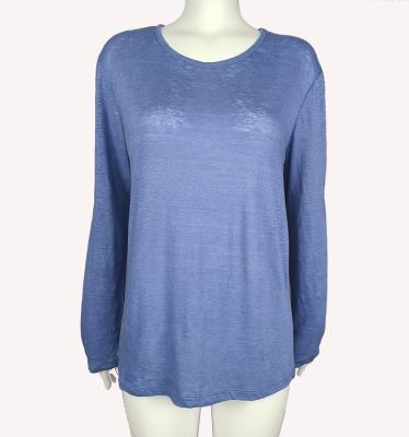 China Washable Plain Causal Long Sleeves Womens Knitted Canvas Top for sale