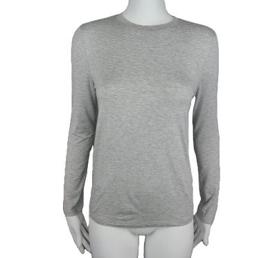 China Gray Melange Women Modal Knitted Simple Causal Long Sleeve Light Sleeves Single Top for sale