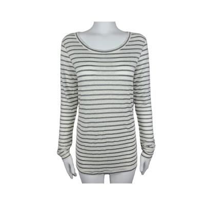 China Viable Made in China Comfortable Ladies Use Striped Basic Causal Long Sleeve Canvas Ladies Blouses for sale