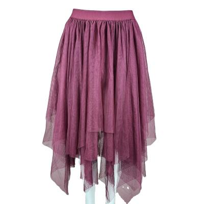 China Women Ladies Fashion Item Washable Warm Medium Length Mesh Asymmetrical Skirts for sale