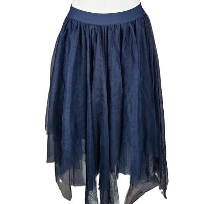 China New arrivals washable high quality and low price fashion medium length mesh skirts women's asymmetrical ladies skirts for casual ladies for sale