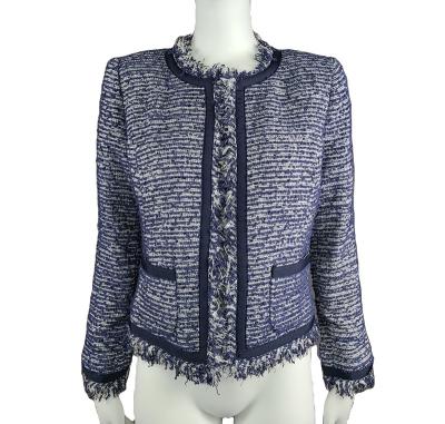 China UNDETERMINED Stylish High Quality Ladies Tweed Womens Blazer Jacket With Raw Edges for sale