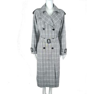 China New Arrival Washable High Quality Hot Sales Ladies Wholesale Check Pattern Cross Ditch Coat With Belt for sale