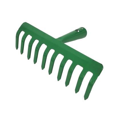 China Garden Rake 10 Teeth A3 Q235 Heavy Duty Steel Cultivator Lawn Rake With Handleless Dimple for sale