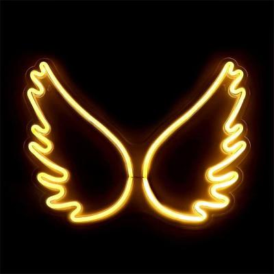 China Beautiful LANDSCAPE Angel Wings LED Neon Light on Bedroom Wall Wings Custom Acrylic Neon Sign Led Sign USB Powered for Wall Decoration for sale