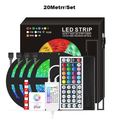 China Connect 65.6ft Led Strip Lights End to End Tenmiro Ultra Long 20M RGB 5050 Color Changing LED Light Kit 44 Key IR Remote Home Decoration for sale