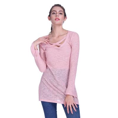 China QUICK DRY Apparel Woman Knitted Pink Womens T-Shirts Womens Tops T Shirt White for sale