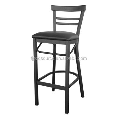 China metal restaurant used dining bar stool high chair with vinyl seat for sale