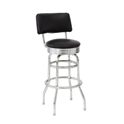 China New Indoor Metal Black Vinyl Seat Pub Restaurant Dining Bar Stools Chairs Barstool for sale