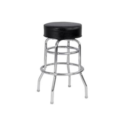 China metal modern stackable double ring chrome swivel barstools with black cushion for sale