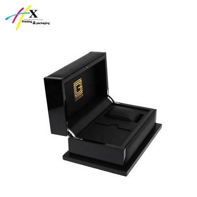 China Simple Leather and High Glossy Finish Custom Wooden Watch Box Watch Box for Watch and Warranty Card Packing for sale