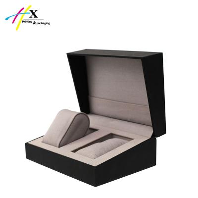 China Watch/Bracelet/Bracelet Packaging Custom Design Luxury Black Watch Bracelet And Watch Packaging Box Watch Boxes for sale