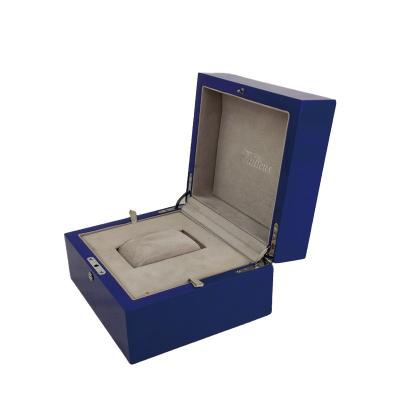 China High Glossy Jewelry Packaging Navy Blue Custom Wooden Watch Box Packaging for sale