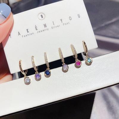 China FASHIONABLE jewelry brass earring set simple temperament color small diamond set of 6 piece earrings for sale