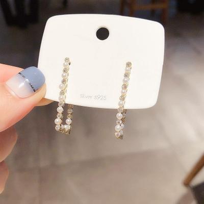 China FASHIONABLE Square Pearl Earrings Wholesale Zircon Designer Inspired Earrings for sale