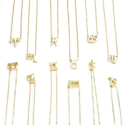 China Modern Female Elegant 12 Zodiac Sign Necklace Pendants Charm Gold Choker Astrology Chain Necklaces for sale