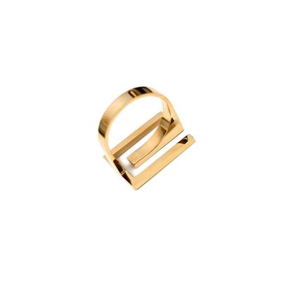 China 2020 TRENDY Fashion Metal Copper Minimalist Korean Geometric Gold Plated Rings Designs For Women for sale