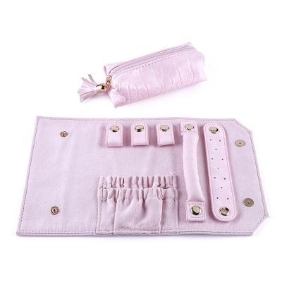 China Joyero Jewelry Organizer Roll Travel Jewel Packing Bag with Detachable Pouch for Travel or Home for sale