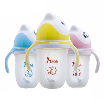 China BPA NEW SILICONE Nursing Bottle Neck PP PPSU Handle Newborn Logo 360ml Large Free Custom Capacity 7CM Wide Handled Feeding Bottle Baby for sale