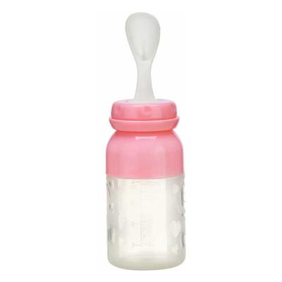 China BPA Free Silicone 110ml Baby Food Squeeze Bottle Feeder Spoon Silicone Baby Feeder Spoon for sale