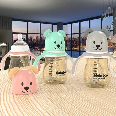 China BPA Free Standard Portable Wide Neck PPSU Free Custom Baby Milk Bottle With High Hardness Food Grade Straw Baby Milk Feeding Bottle for sale