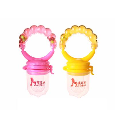 China BPA Free Baby Fruit and Vegetable Tableware Silicone Fruit Nipple Feeding Feeder Feeder with Ring Toy for sale