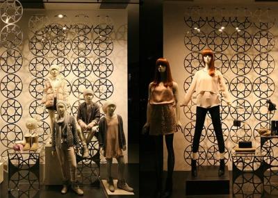 China Clothing Shop Front Window Displays Etched Pattern Polished Stainless Steel Panel Wall for sale