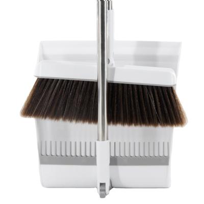 China Eco-friendly Household Broom Soft Hair Floor Floor Cleaning Set Extend Long Handle Broom Windproof Household Dustpan for sale