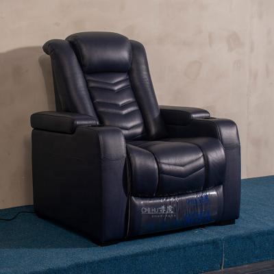 China High End Home Movie Theater Private Use Power Headrest Extended Genuine Leather Living Room Theater Sofa With Armrest Storage for sale