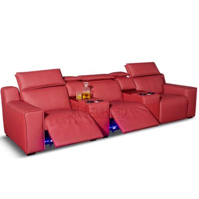 China Modern Electric Leather Cinema Seats Recliner Power Home Theater Movie Room Chairs With Stand And Cup Tray for sale