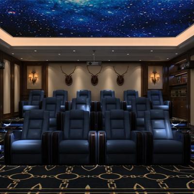 China Modern Real Leather Cinema Chair Electric Theater Seating Movie Room Sofa With LED Cup Stand And Massage Function for sale