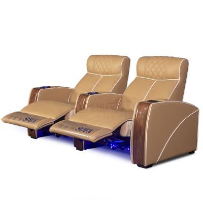 China Modern Black Sofa Recliner Single Cinema Seats Electric Home Theater Seating With LED Tray And Cup Holder For Movie Room for sale