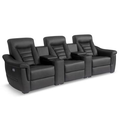 China Reclining Genuine Leather Sofa Power Recliner Chair With Console And Cupholder Modern Home Cinema Seat for sale