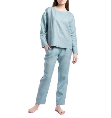 China 2021 New Design 100% Canvas Long Sleeve Sleepwear Pajamas Summer Full Body Pajamas QUICK DRY Short Sleeve Cropped Pants for sale