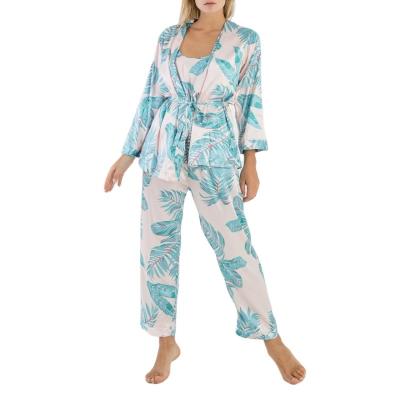 China QUICK DRY Hot Sale Women's Three Pieces Printed Satin Pajamas Set for sale