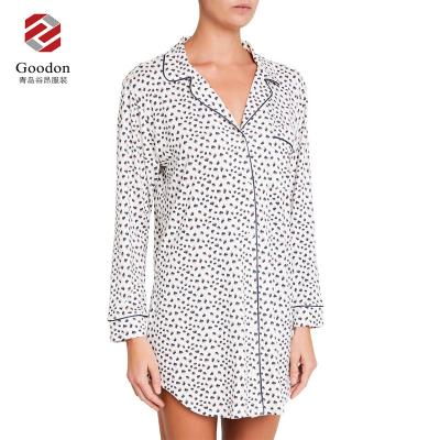 China Custom Logo Women Breathable Bamboo Fiber Pajamas Printed Nightgown for sale