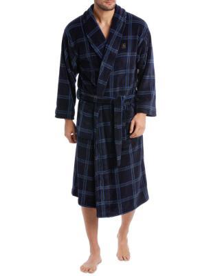 China Bathrobe Thermal Fast Shipping Pajamas Fits Robe Warm Bathrobe After Bath Printed Plaid Flannel Fleece Sleepwear for sale