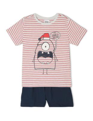 China Breathable Cheap High Quality Striped Boys Cotton Pajama Sets Shorts Christmas Sleepwear For Kids for sale