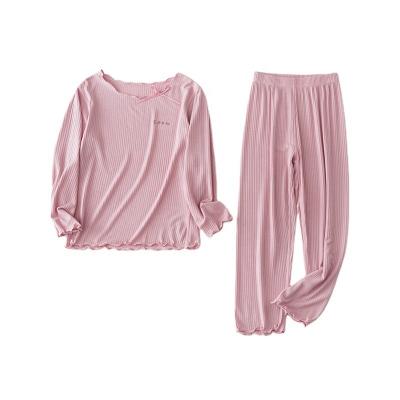 China New Design Candy Color QUICK DRY Cartoon Children's Sheer Modal Sleepwear Pajamas Set Long Sleeve Summer Sleepwear For Girl for sale