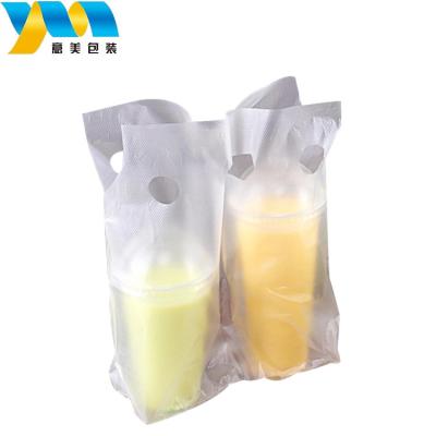 China Recyclable custom size pe plastic transparent bag for coffee cup holder packaging for sale