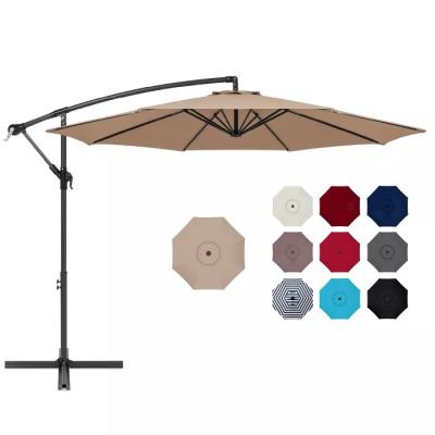 China 2021 Modern Cantilever Patio Umbrella Baby Parasols Boda Cantilever Baratos Tilt Umbrella Net Easy Design 10ft Offset Adjustment New for sale