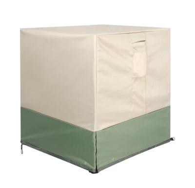 China 2021 Eco-Friendly Green And White Air Conditioning Cover Set Waterproof Dust Proof Cover Square Outdoor Sun Protection Against UV for sale