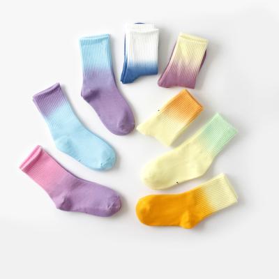 China hot selling logo custom boys girls children cotton tie dye custom designer kids socks for sale