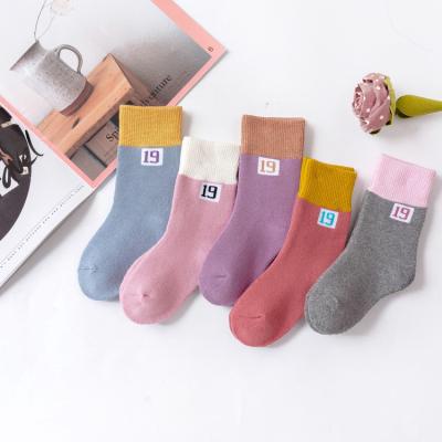 China winter designer custom kid wool socks terry thick warm fashion digital tube retro baby kids children girls socks for sale