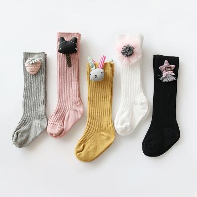 China fashion kids stocking socks cute cartoons 3d animals funny combed baby girls kids knee high socks for sale