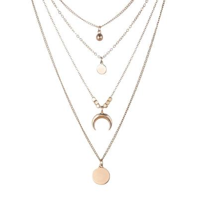 China Moon Bohemian Gold BOHEMIA European and American Women's Fashion Style Multilayer Silver Pendant Necklace Jewelry for sale